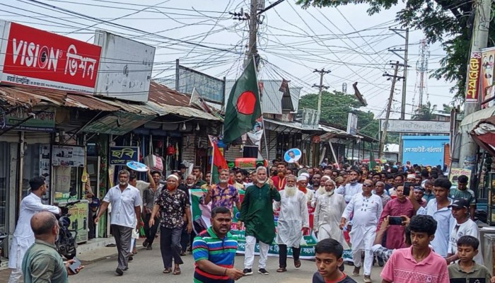 ফ্যাসীবাদ-স্বৈরাচারী-গনহত্যাকারী শেখ হাসিনার পতনের বর্ষপূর্তী উপলক্ষে মুলাদীতে বিএনপির আনন্দ র‌্যালীতে হাজারও মানুষের ঢল।