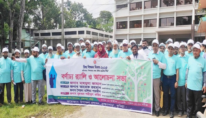 ব্রাহ্মণপাড়ায় বিশ্ব শিক্ষক দিবস উপলক্ষে র‌্যালি ও আলোচনা সভা