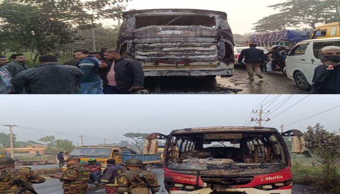 কুমিল্লায় বাস চাপায় পথচারী নিহত, এঘটনায় বাসে আগুন দেয় ক্ষুব্ধ জনতা
