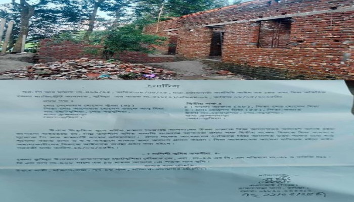 ব্রাহ্মণপাড়ায় আদালতের নিষেধাজ্ঞা অমান্য করে বাড়িঘর নির্মাণের অভিযোগ