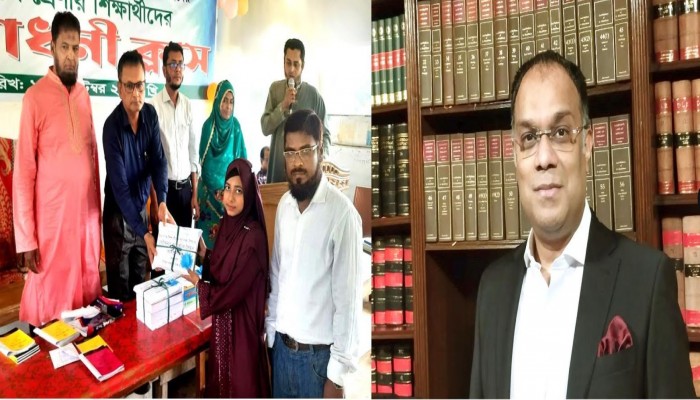 বাইশারী সৈয়দ বজলুল হক কলেজে ব্যারিষ্টার সাইফের মেধাবী শিক্ষার্থীদের বই প্রদান