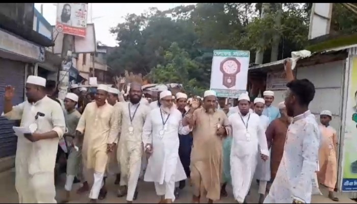 বাউফলে খেলাফত মজলিস মনোনীত প্রার্থী মাওলানা আইয়ুব বিন মুসার গণসংযোগ।