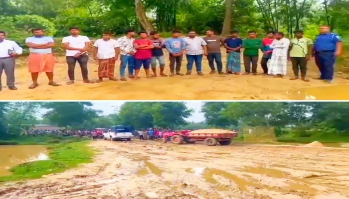 চুনারুঘাট ৪নং পাইকপাড়া ইউনিয়ন বদরগাজী থেকে অবৈধভাবে সিলিকা বালু উত্তোলন করা কালে যৌথ অভিযানে ১৪জনকে আটক।