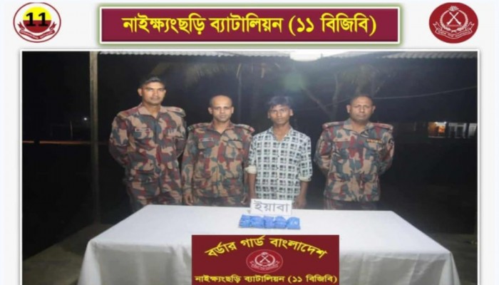 নাইক্ষ্যংছড়িতে বিজিবির অভিযানে সাড়ে ২৯ লাখ টাকা ইয়াবাসহ আটক ১