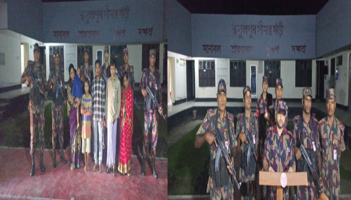ফুলবাড়ী ২৯ বিজিবি কর্তৃক সীমান্তে অভিযান চালিয়ে ভারতীয় নাগরিক সহ ৬ জন আটক