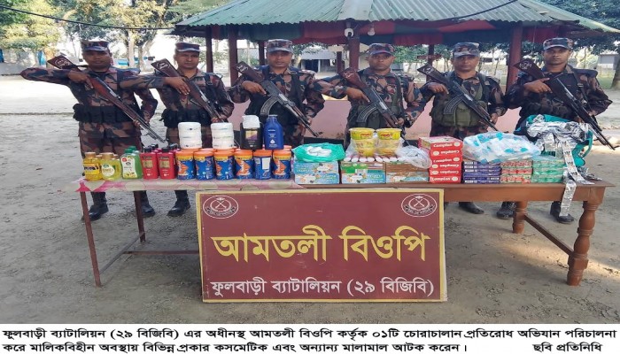 আমতলী সীমান্তে ৬৬ হাজার টাকার ভারতীয় বিভিন্ন পণ্য আটক