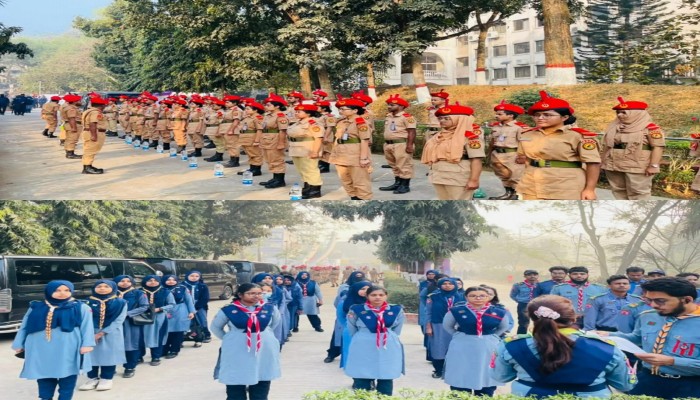 ​কুবি ‘এ’ ইউনিটের ভর্তিচ্ছুদের সেবায় বিএনসিসি ও রোভার স্কাউট