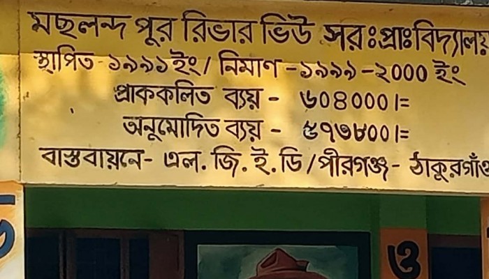 পীরগঞ্জ মছলন্দপুর সরকারি প্রাথমিক বিদ্যালয়ে নেই ছাত্র ছাত্রী শিক্ষক ৫ জন