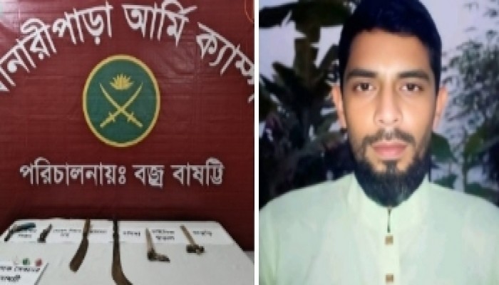 বানারীপাড়ায় বিএনপি নেতার বাড়িতে সেনা অভিযান: পিস্তলসহ দেশীয় অস্ত্র উদ্ধার