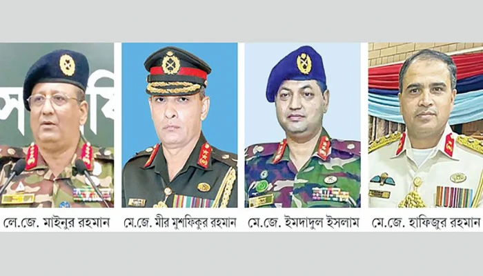 সেনাবাহিনীর শীর্ষ পদে বড় রদবদল