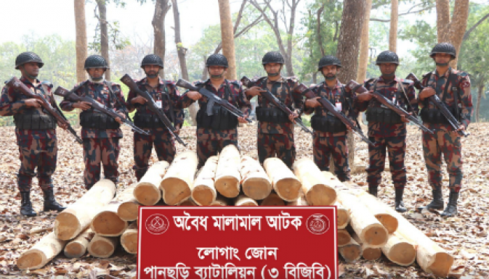 ​পানছড়িতে ৩ বিজিবির অভিযানে অবৈধ সেগুন কাঠ আটক