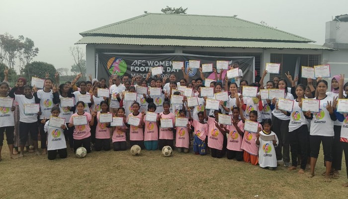 রাণীশংকৈলে আন্তর্জাতিক নারী দিবস ও এএফসি ফুটবল ডে-পালিত