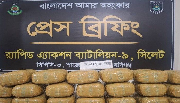 *র‌্যাব-৯ এর অভিযানে হবিগঞ্জের চুনারুঘাট থেকে ৬০ কেজি গাঁজাসহ ০৩ জন মাদক ব্যবসায়ী গ্রেফতার