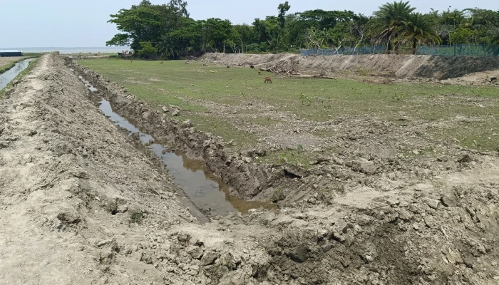 পাউবোর জমি দখল করে মাছের ঘের