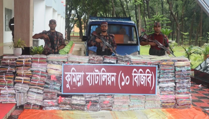 কুমিল্লায় কোটি টাকার অবৈধ ভারতীয় শাড়ি-থ্রি-পিস জব্দ