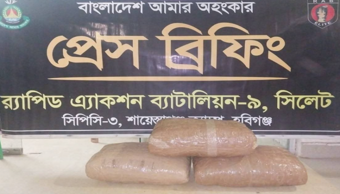 ​মাধবপুরে র‍্যাবের অভিযানে ট্রাক থেকে ২৯ কেজি গাঁজা উদ্ধার, গ্রেপ্তার ২