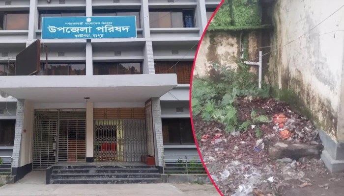 ময়লা-আবর্জনায় ঢেকে গেছে কাউনিয়া উপজেলা চত্বর, ক্ষুব্ধ স্থানীয়রা