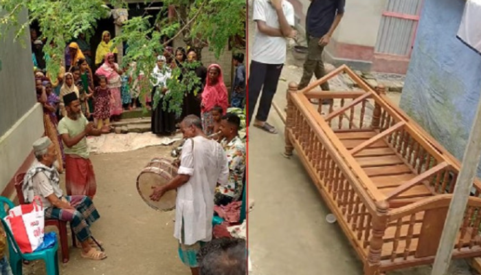 ​কটিয়াদীতে বাবার মৃত্যুর পর ঢোল-বাঁশি বাজিয়ে বিদায় জানাল ছেলে