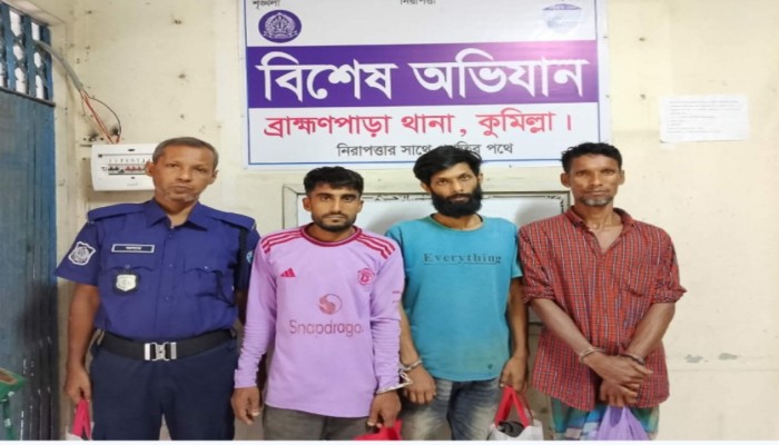 ব্রাহ্মণপাড়া পুলিশের বিশেষ অভিযানে ইয়াবাসহ গ্রেফতার ৩