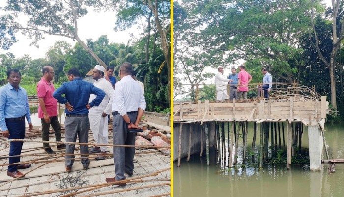 গৌরনদীতে ঢালাইয়ের কয়েক ঘণ্টার মধ্যেই সেতুর স্লাব ধস, তদন্তে দুইটি টিম