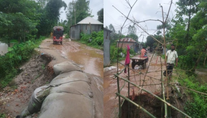 কুড়িগ্রামের রাজারহাট একতা বাজারের প্রবেশপথ ভাঙনে চরম দুর্ভোগ, দ্রুত স্থায়ী সংস্কারের দাবি