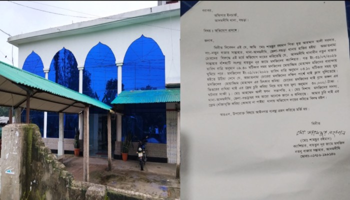 সান্তাহারে বায়তুন নূর জামে মসজিদে চুরির চেষ্টা, থাই গ্লাসের ফ্রেম নিয়ে পালাল দুর্বৃত্তরা