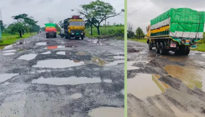 মোংলা বন্দরের সড়কে কোটি টাকার সংস্কারের পরও গ'র্ত