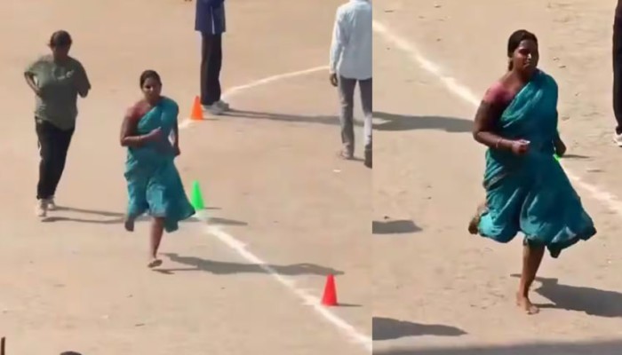 শাড়ি পরে খালি পায়ে ১৬০০ মিটার দৌড়, সরকারি চাকরির স্বপ্নে ছুটছেন দুই সন্তানের মা