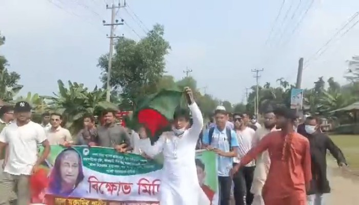 গৌরীপুরে ছাত্রলীগের ঝটিকা মি'ছি'ল, প্র'তি'বা'দে বিএনপির পা'ল্টা বিক্ষোভ