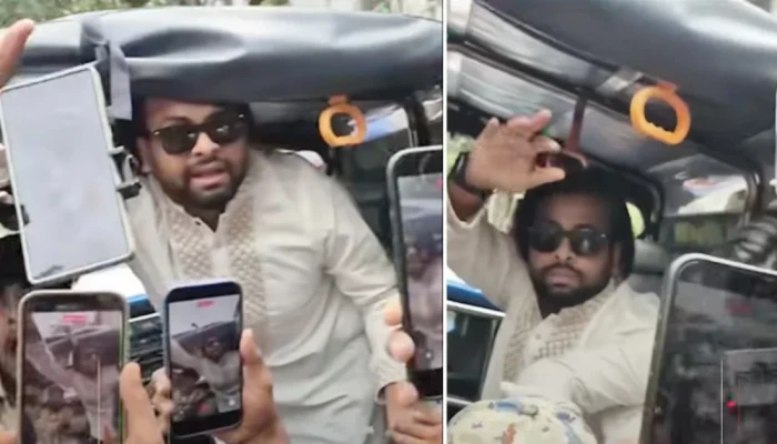 শিল্পকলার সামনে রবীন্দ্রনাথের গ্রাফিতিতে কালি দিতে গিয়ে আ'ট'ক আয়াস