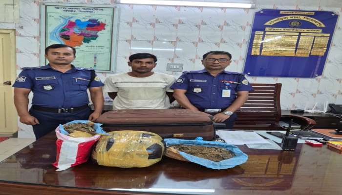 মঠবাড়িয়ায় ৪ কেজি গাঁ'জা'স'হ যুবক গ্রে'প্তা'র