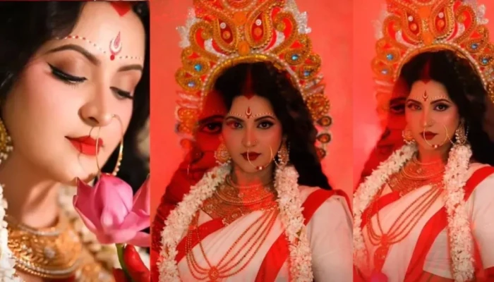 দুর্গারূপে নজর কাড়লেন পরীমণি