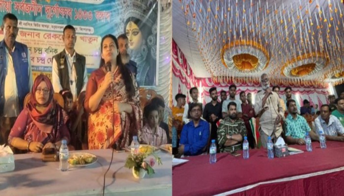 হোসেনপুরে পূজামণ্ডপ পরিদর্শনে অতিরিক্ত জেলা প্রশাসক ও সংসদ সদস্য