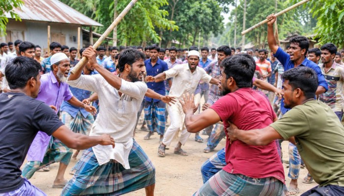 শেরপুরে দুই গ্রামের  সং'ঘ'র্ষ পুলিশসহ আ'হ'ত  প্রায় ১০ জনেরও বেশি,